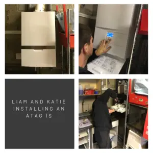 Engineers installing an ATAG boiler.