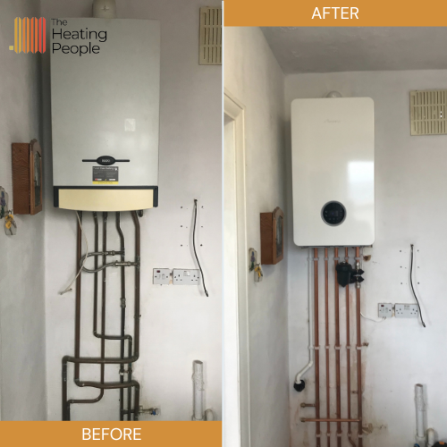 Before and after boiler installation.