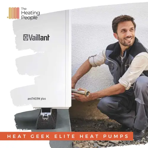 An engineer installing an aroTHERM heat pump.