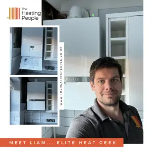 Liam next to an ATAG boiler installation.