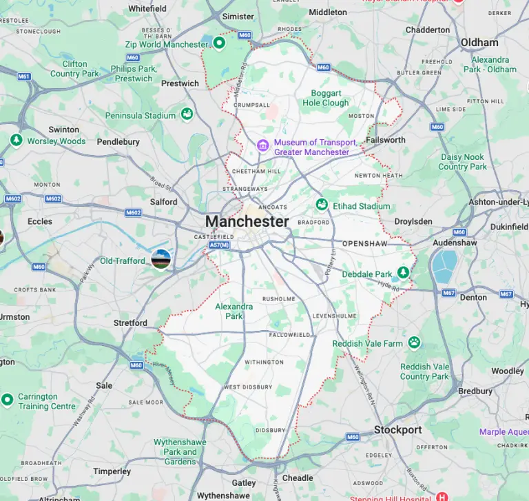 Map of Heat Pump Installation in Manchester area