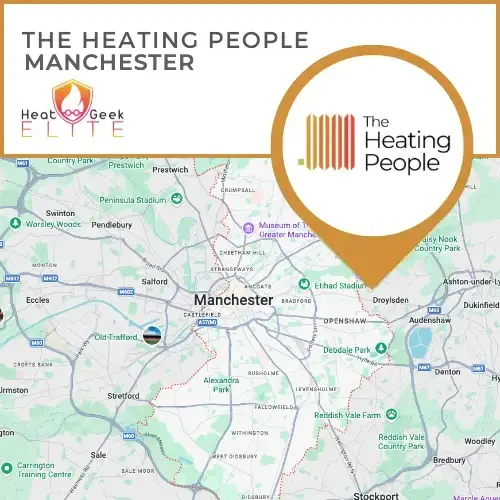 Map of The Heating People's heat pump installations in Manchester